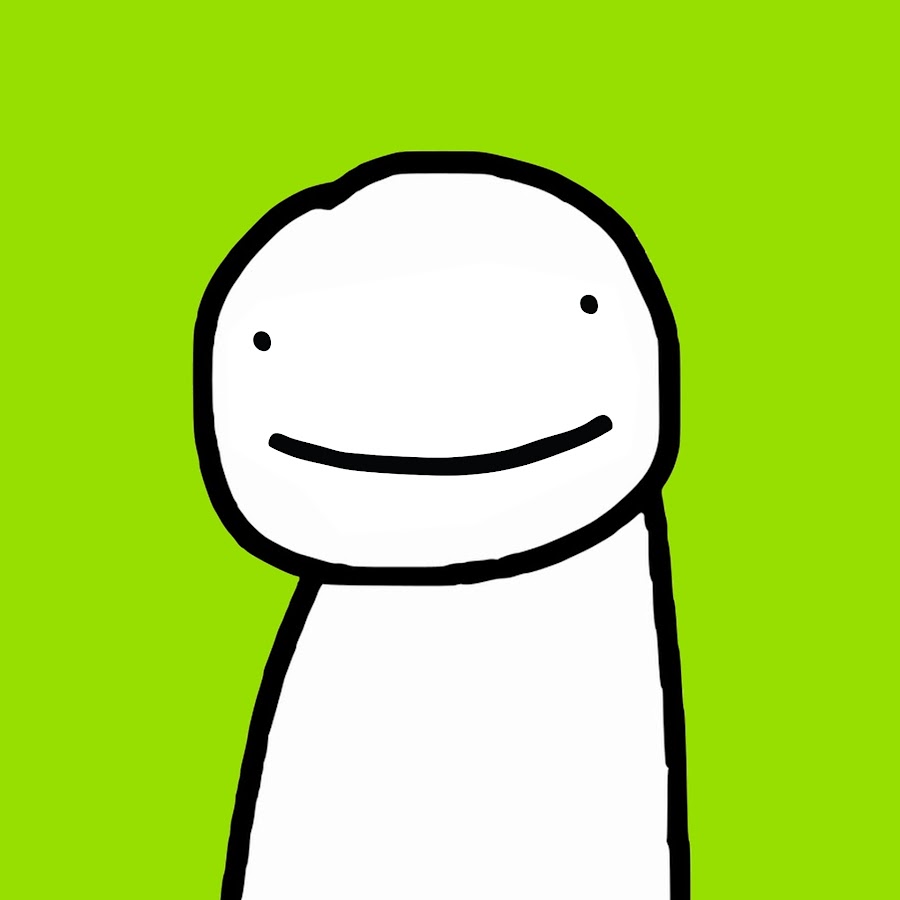 Dream's channel avatar: a hand-drawn white figure with dot eyes and a wide smile on a bright green background